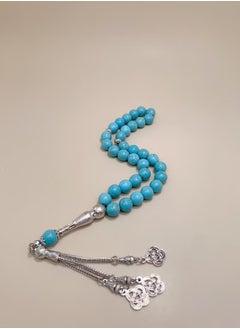 Generic 33 Natural Turquoise Muslim Prayer Beads, Tasbih Beads Handmade-10mm  - Image 5