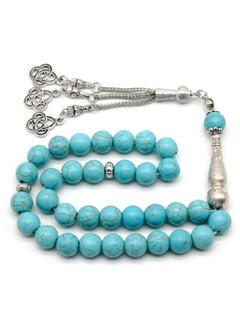 Generic 33 Natural Turquoise Muslim Prayer Beads, Tasbih Beads Handmade-10mm  - Image 1