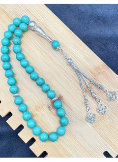 Generic 33 Natural Turquoise Muslim Prayer Beads, Tasbih Beads Handmade-10mm  - Image 2