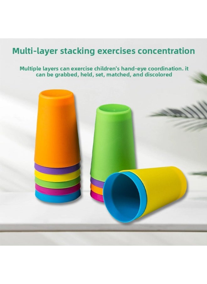 Children's Competitive Cup Quick-stack Cup Kindergarten Early Education Intelligence Color Cognition Parent-child Interactive Board Game Toys Cross-border-Color:Grab The Double Stacking Cup + Upgraded Color Memory Chess