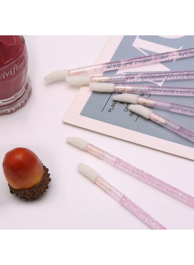 Elisel 100 قطعة فرش شفاه كريستالية قابلة للاستخدام لمرة واحدة فرش مكياج شفاه أحمر شفاه عصا لمسة جليتر فرش ظلال العيون أداة تطبيق أدوات مكياج مجموعة أدوات الجمال (وردي) - Image 4