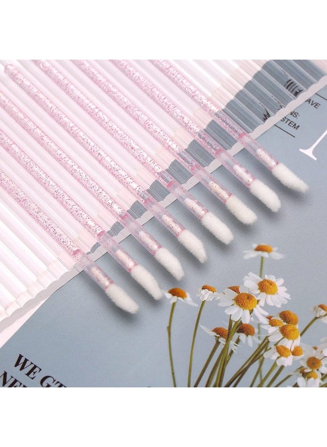 Elisel 100 قطعة فرش شفاه كريستالية قابلة للاستخدام لمرة واحدة فرش مكياج شفاه أحمر شفاه عصا لمسة جليتر فرش ظلال العيون أداة تطبيق أدوات مكياج مجموعة أدوات الجمال (وردي) - Image 2