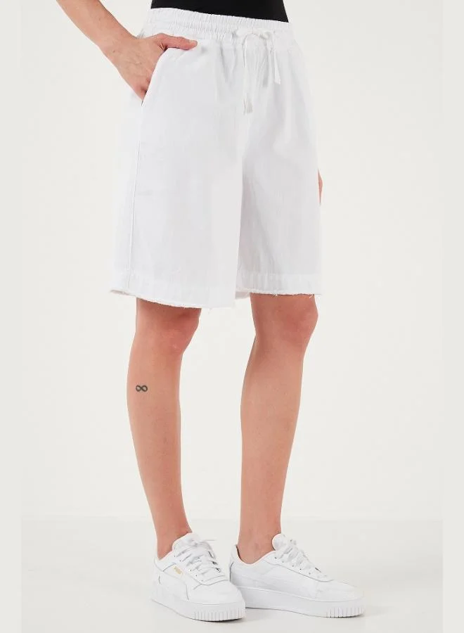 Lela Lela Cotton Standard Fit Normal Waist Tied Pocket Shorts Women's SHORTS 668YP5326