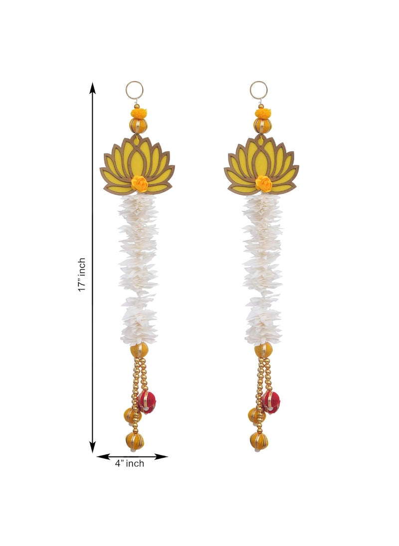 Webelkart Webelkart Premium Yellow and Gold Lotus Wall Hanging |Lotus Back Drop Hanging | Wall Decor |Temple Decor Home and Office Decor (Set of 2) 17" Inches  - Image 3