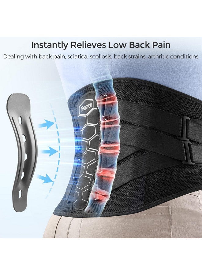 فري تو دعامة ظهر FREETOO لتخفيف آلام أسفل الظهر مع نظام بكرة، حزام دعم قطني للرجال والنساء مع وسادة قطنية، تصميم مريح ومادة محبوكة ثلاثية الأبعاد ناعمة وجيدة التهوية، للانزلاق الغضروفي وعرق النسا - Image 1