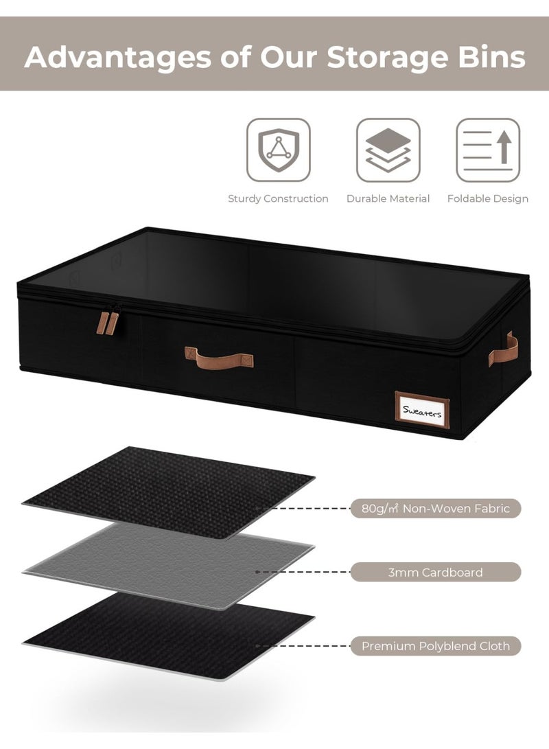 1 Pack Ultra-thick Large Under Bed Storage Containers with Handles and Label Holder, Closet Organizer for Clothes, Blankets, Sweater - Image 3