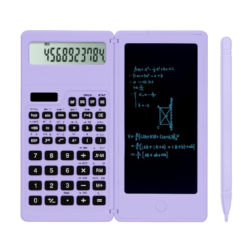 LveSunny Scientific Calculators for high-School, LveSunny 10 Digits Digital with Erasable Writing Board Math Calculator for Middle School & College (Purple) - Image 1