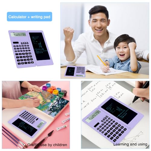 LveSunny Scientific Calculators for high-School, LveSunny 10 Digits Digital with Erasable Writing Board Math Calculator for Middle School & College (Purple) - Image 2