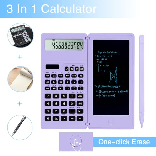 LveSunny Scientific Calculators for high-School, LveSunny 10 Digits Digital with Erasable Writing Board Math Calculator for Middle School & College (Purple) - Image 4