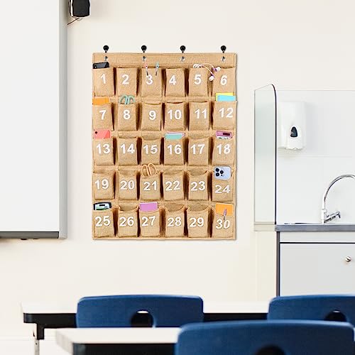 Eamay 30 Numbered Classroom Pocket Charts for Cell Phones and Calculators Holder Wall Door Mount Hanging Organizer - Image 3