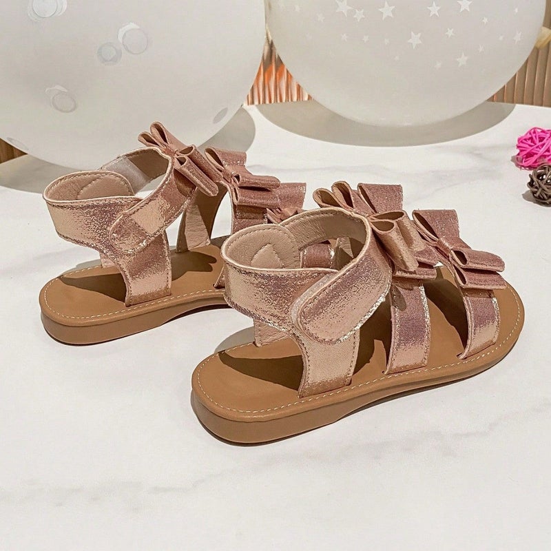 French Girls' Sandals Western Style Girl'S Bow Princess Shoes Open Toe Soft Bottom Flat Beach Shoes - Image 5