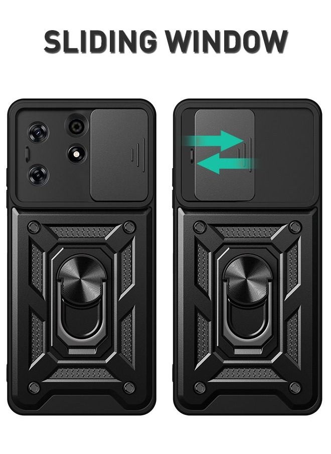 Xoopla - Tecno Spark 10 Pro Case Cover, With Car Magnetic Bracket And Slide Camera Len Silicone Non-slip Shockproof Anti-Scratch Protective Anti-scratch Case for Spark 10 Pro（Black） - Image 1