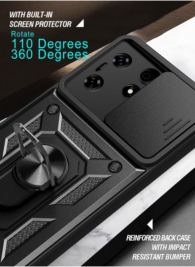 Xoopla - Tecno Spark 10 Pro Case Cover, With Car Magnetic Bracket And Slide Camera Len Silicone Non-slip Shockproof Anti-Scratch Protective Anti-scratch Case for Spark 10 Pro（Black） - Image 1