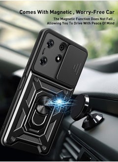 Xoopla Tecno Spark 10 Pro Case Cover, With Car Magnetic Bracket And Slide Camera Len Silicone Non-slip Shockproof Anti-Scratch Protective Anti-scratch Case for Spark 10 Pro（Black）  - Image 2