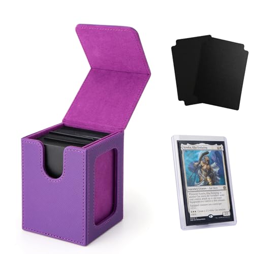 Venssu MTG Deck Box for Commander DisplayCard Deck Box Fits 100 Double Sleeved CardsTCG with 2 Dividers and 1 Toploader PurplePurple - Image 1