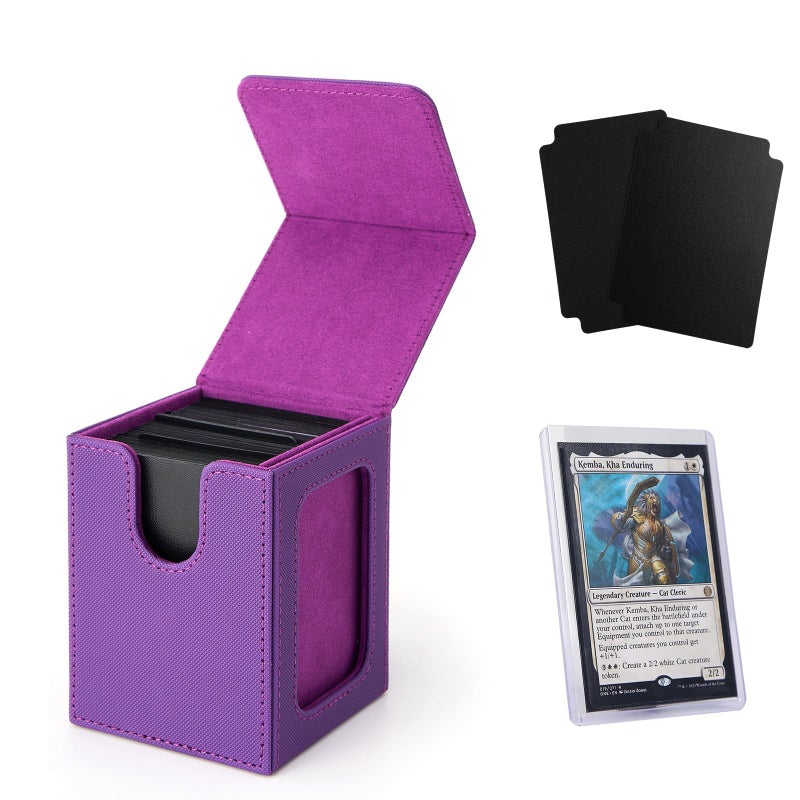 Venssu MTG Deck Box for Commander DisplayCard Deck Box Fits 100 Double Sleeved CardsTCG with 2 Dividers and 1 Toploader PurplePurple - Image 2