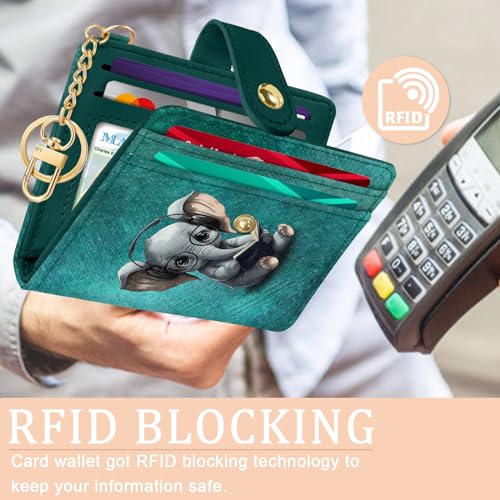 Jogjam Elephant Rfid Women Wallet, Small Slim Thin Credit Card Wallet, PU Leather Bifold Cash Zipper Coin Pocket ID Window for Female Ladies Teen Girls Girly - Image 3