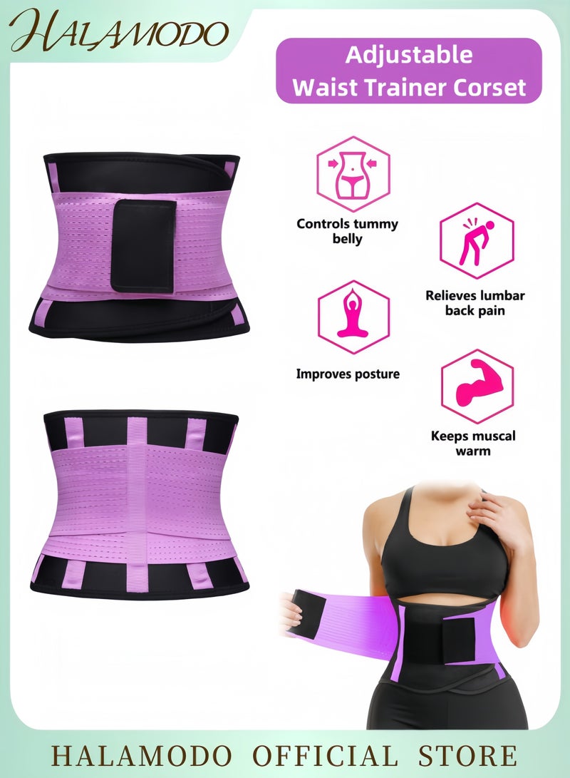 HALAMODO Waist Trainer Belt for Women Neoprene Waist Cincher Trimmer Slimming Body Shaper for Weight Loss Back Support Sweat Wrap for Fitness and Gym Workout  - Image 1