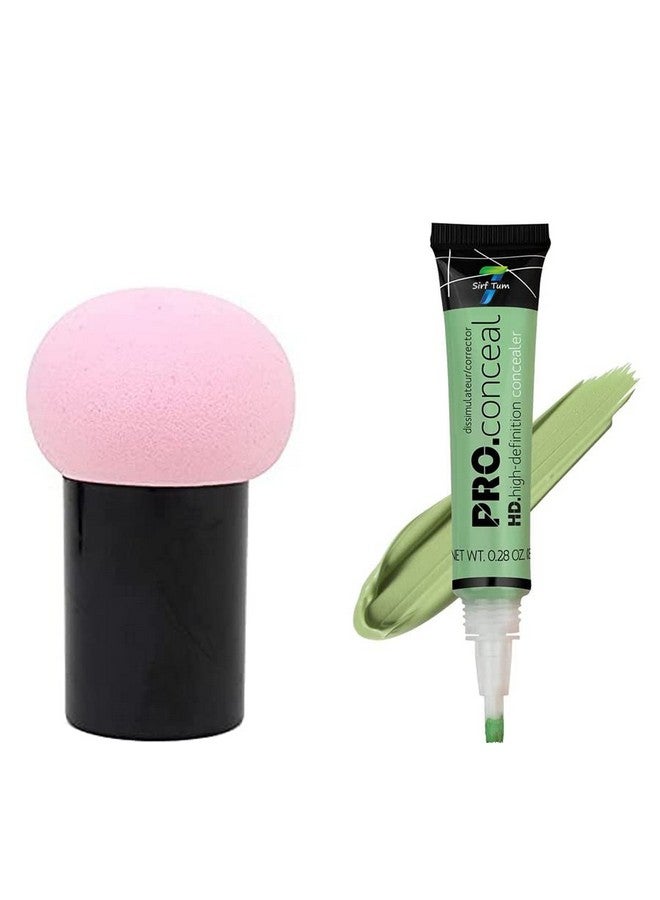 SIRF TUM 7 PROFESSIONAL KISS PARTY PRO HD WATERPROFF NATURAL LOOK CORRECTOR CONCEALER CREAM (GREEN)+ MUSHROOM BLENDER SOFT POWDER -PUFF MAKEUP FOUNDATION BLENDER NATURAL LOOK - Image 1