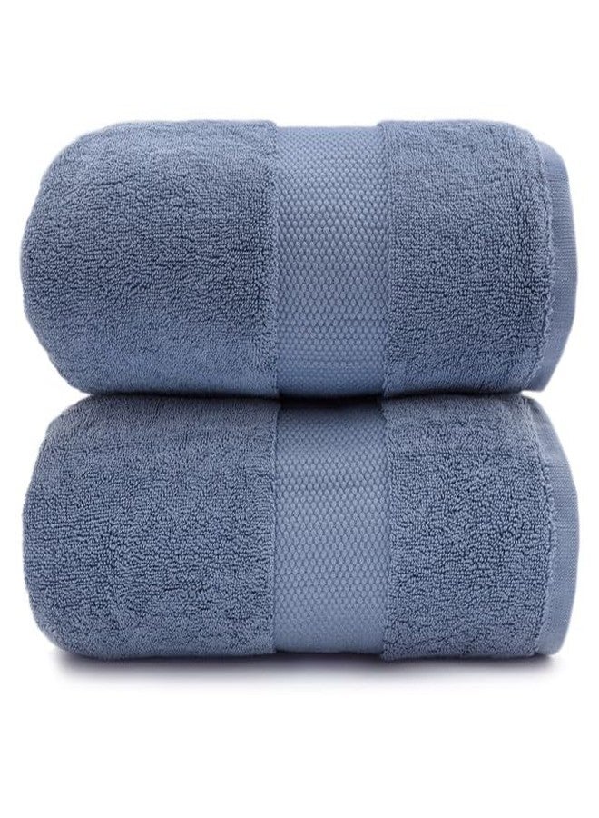 Maisonette Elegance 100% Organic Cotton Turkish Bath Towels, Soft & Absorbent, Ideal Quick Dry Large Bathroom Towel Set for Shower (30" x 58", 2 Pack) - Dark Blue (Mineral) - Image 1