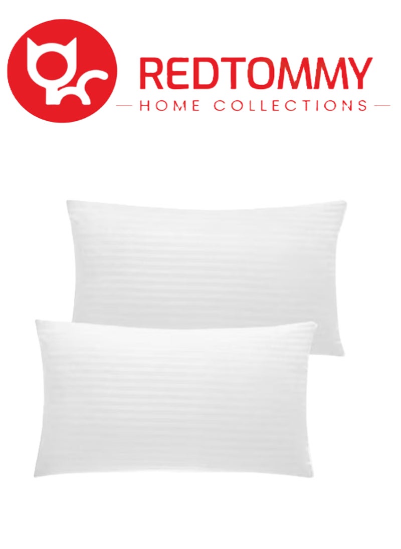REDTOMMY عبوة من اثنين - وسادة فندقية مريحة مخططة من الألياف الدقيقة 50x70 سم مصنوعة في الإمارات العربية المتحدة - Image 1