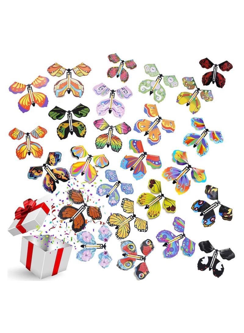 كاست ويف 30pcs Magic Wind Up Flying erfly Magic Fairy Flying erfly Wind Up erfly in The Book Rubber Band Powered Magic Fairy Flying Toy Great Xmas Gifts Surprise Gift (Random Color) - Image 1