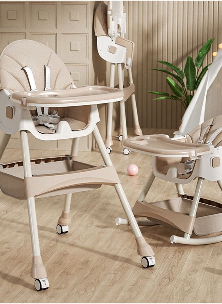 CityRiya-Long Baby High Chair, Baby Dining Chair, Folding Baby Feeding Chair, Toddler Chair, Baby High Chair for Eating, Children's Dining Chair, Booster Seat with Wheels, Dining Table Chair for Babies Kids  - Image 1