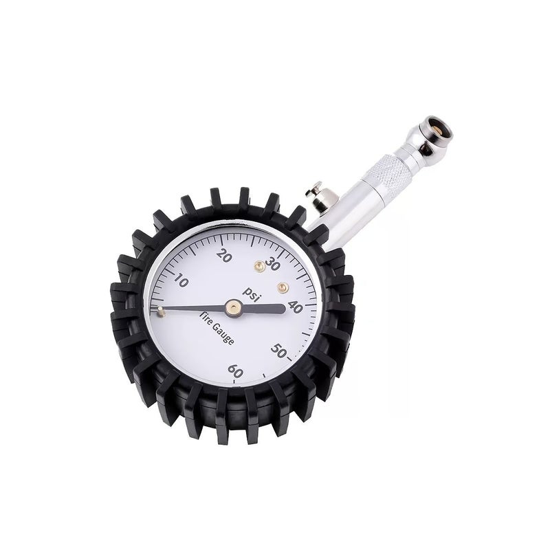 Heavy Duty Tire Pressure Gauge 0 60 PSI With ANSI Precision Certification 2 Inch Luminous Dial Easy To Read Low Profile Barometer Short Valve Silvery For Car And Truck Tires - Image 1