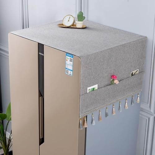Kienlix Waterproof Refrigerator Dust Cover Multi-Function Fridge Dust Cover with Storage Bag Organizer Kitchen Fridge Accessories (Grey 1) - Image 3