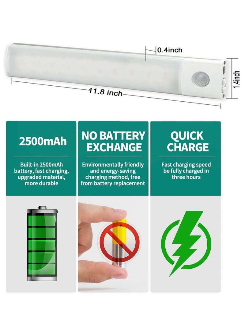 عربست أضواء خزانة استشعار الحركة ، 3Color يعتم ضوء الليل LED ، 2500mAh الذكاء القابل للشحن ضوء خزانة مغناطيسية ضئيلة ، للقراءة ، خزانة ، خزانة ، بجانب السرير ، ضوء الدراسة  - Image 5