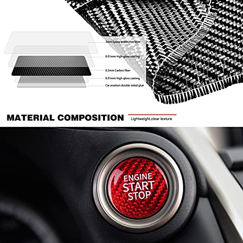CKE Compatible with Toyota Camry Corolla RAV4 Highlander CHR Sienna Avalon GT86 BRZ Accessories Real Carbon Fiber Sporty Car Engine Start Stop Button Key Lgnition Key Cover Trim -Red - Image 5