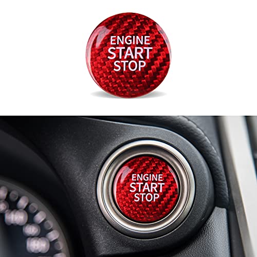 CKE Compatible with Toyota Camry Corolla RAV4 Highlander CHR Sienna Avalon GT86 BRZ Accessories Real Carbon Fiber Sporty Car Engine Start Stop Button Key Lgnition Key Cover Trim -Red - Image 3