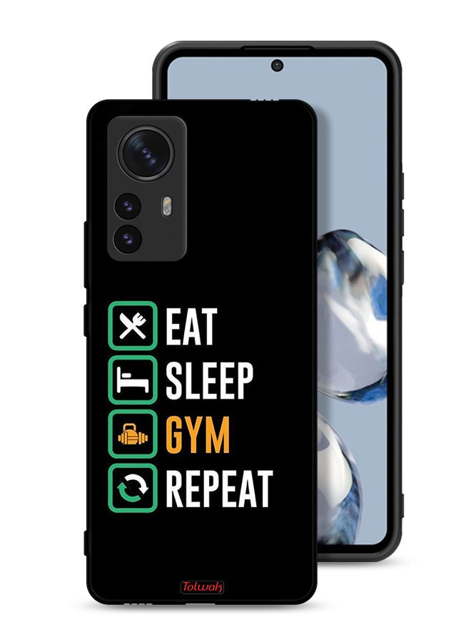 Tolwak Xiaomi 12 Pro Protective Case Cover Eat Sleep Gym Repeat - Image 1