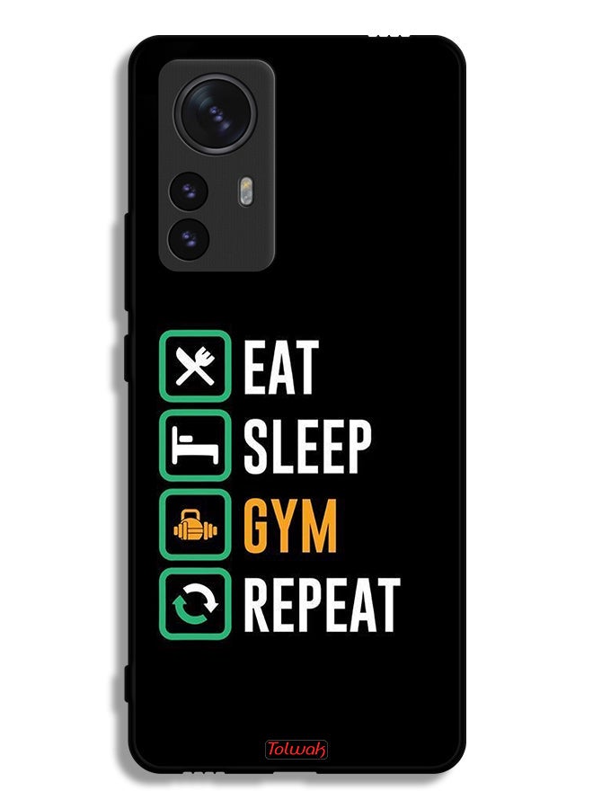 Tolwak Xiaomi 12 Pro Protective Case Cover Eat Sleep Gym Repeat - Image 2