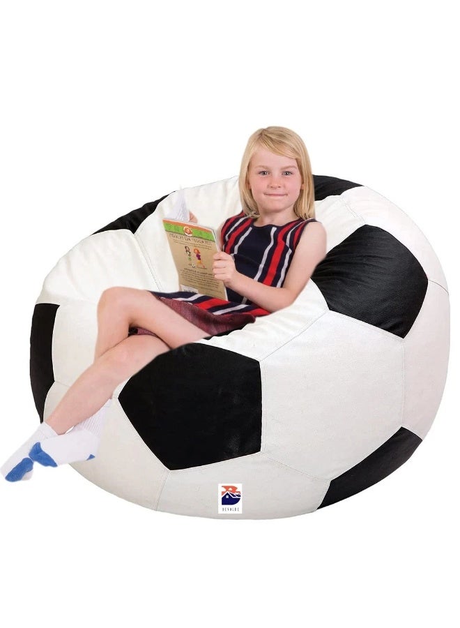 Comfy كيس قهوة كبير مريح لكرة القدم أبيض وأسود من جلد PVC - Image 3