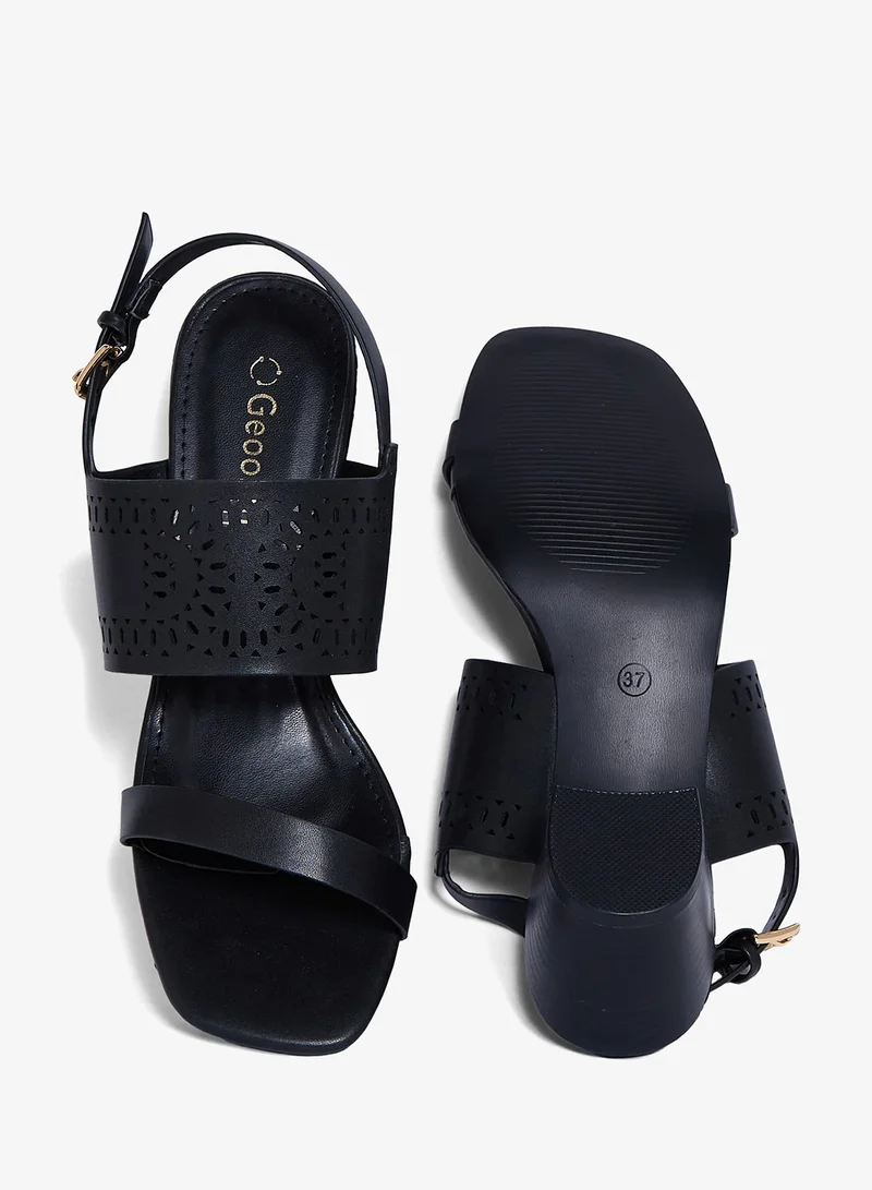 Geoomnii BLACK Geoomnii Mid Heel Sandals for Women – Comfortable Stylish Heeled Sandals for Office, Party & Daily Wear for Women | Best Price UAE