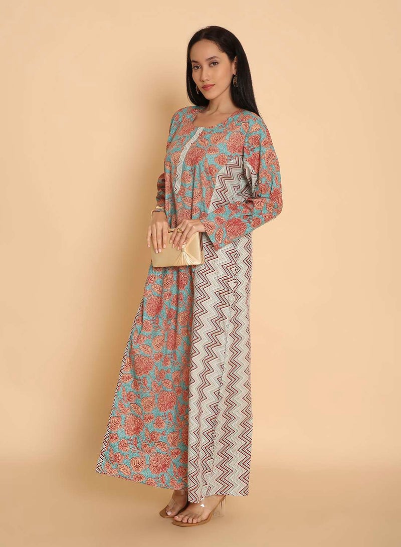 HANA & SARA Casual printed long arabic kaftan jalabiya dress for women - Image 4