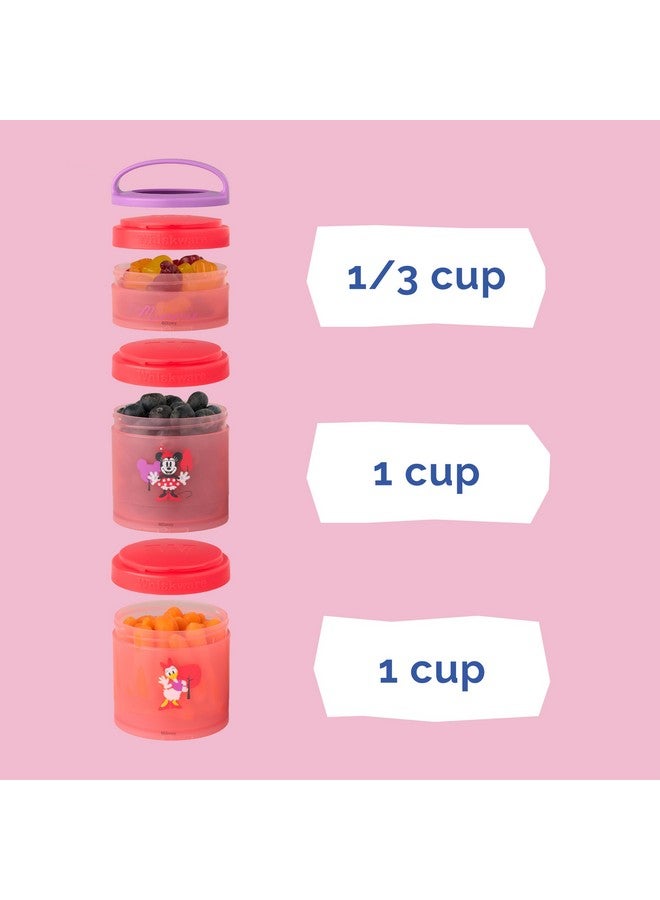 Whiskware Disney Stackable Snack Containers for Kids and Toddlers, 3 Stackable Snack Cups for School and Travel, Minnie and Daisy - Image 4