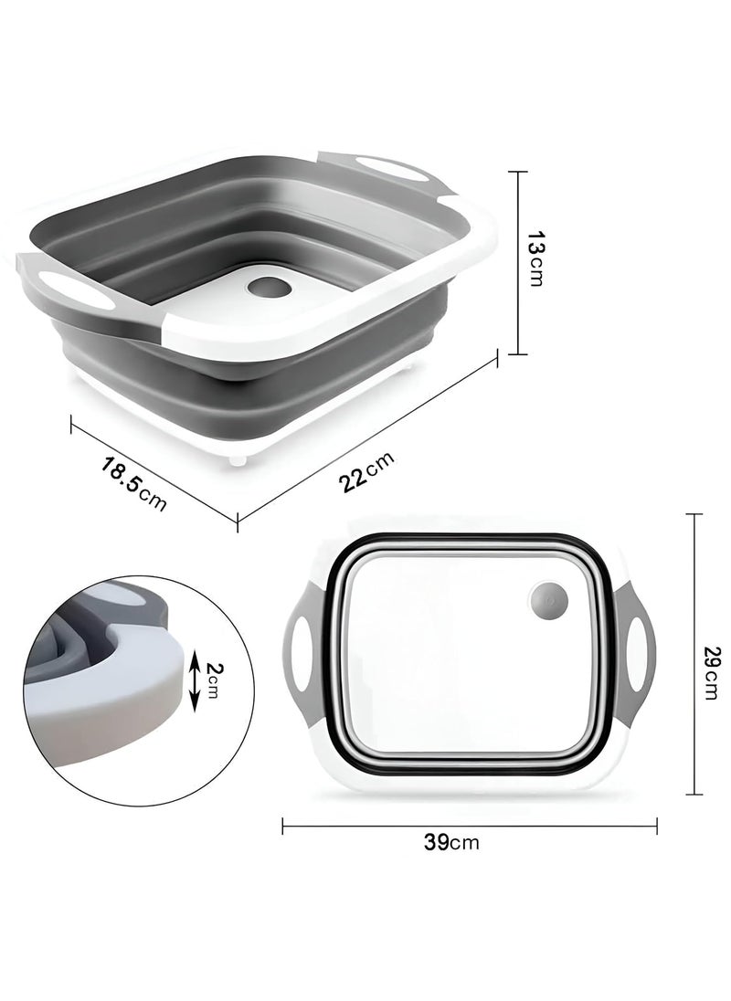 Generic JR Collapsible Cutting Dish Tub Board4In1 Plastic MultiFunction Foldable Dish Tub Drainers Sink Storage Washing Draining BasketMultipurpose Cutting Chopping Board Fruit Vegetable Basket  - Image 3