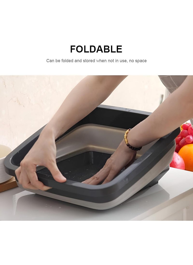 Generic JR Collapsible Cutting Dish Tub Board4In1 Plastic MultiFunction Foldable Dish Tub Drainers Sink Storage Washing Draining BasketMultipurpose Cutting Chopping Board Fruit Vegetable Basket  - Image 5