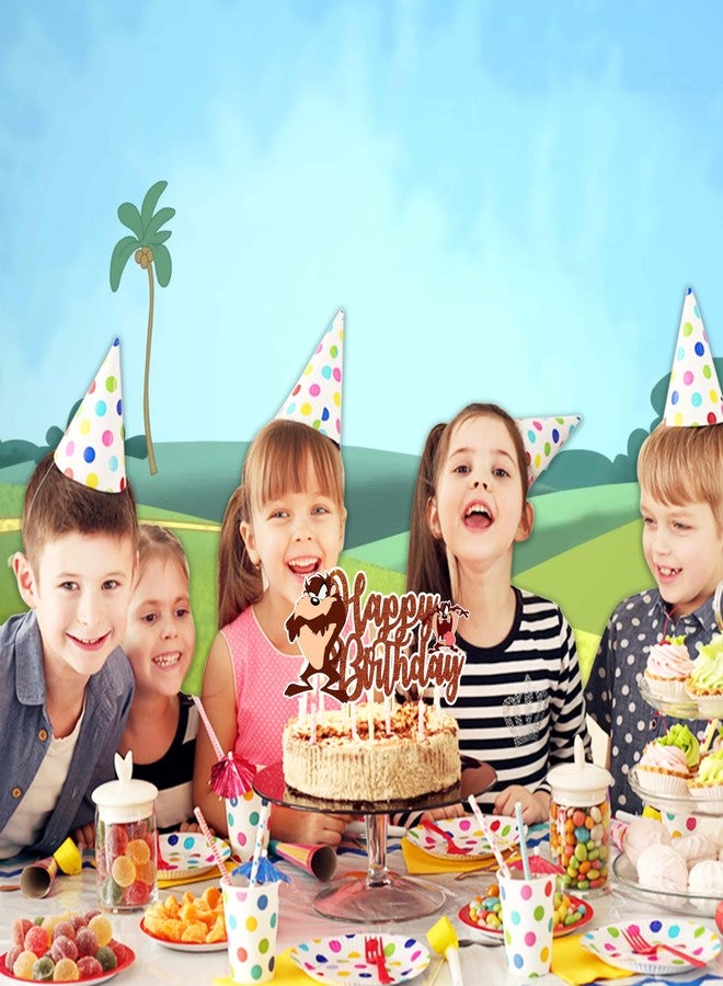 سيال زينة كعكة عيد ميلاد سعيد على شكل شيطان تاسماني، زينة كعكة بنمط كرتوني للاحتفال بأعياد الميلاد، عود كعكة مطبوع ملون بتصميم جريء لعرض حلويات الحفلات - Image 3