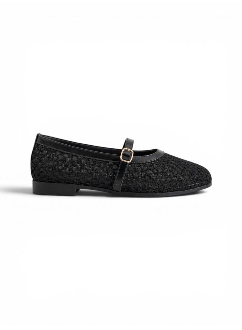 LIFESTYLISH Ballerina flat Leather mesh BF-812 - Black - Image 2