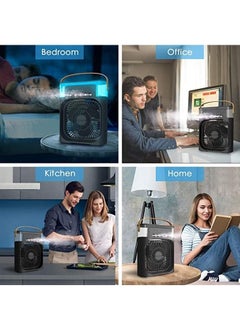 PADOM Air Cooler Fan Humidifier 3 in 1 Mini Evaporative Air Cooler with 7 Colors LED Light, 1/2/3 H Timer, 3 Wind Speeds and 3 Spray Modes for Office, Home, Dorm& Travel Handheld Fan  - Image 4