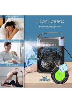 PADOM Air Cooler Fan Humidifier 3 in 1 Mini Evaporative Air Cooler with 7 Colors LED Light, 1/2/3 H Timer, 3 Wind Speeds and 3 Spray Modes for Office, Home, Dorm& Travel Handheld Fan  - Image 5