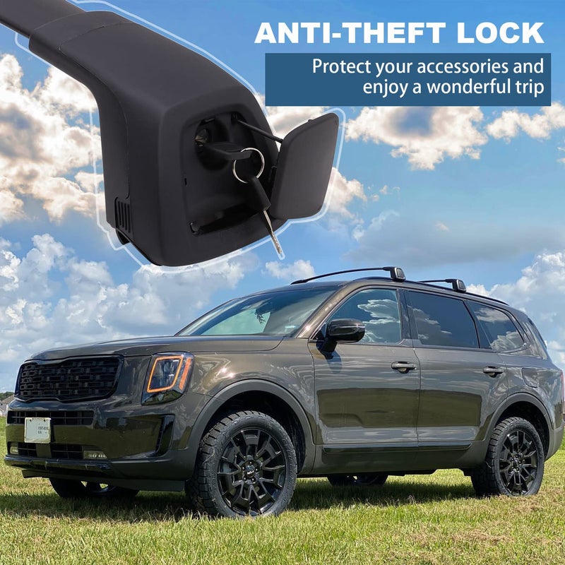 Snailfly Upgraded Roof Rack Cross Bars Fit for 2019-2025 Kia Telluride S SX SX-P EX Lockable Crossbars for Ski Kayak Bike Basket (Except X-Line and X-Pro) - Image 5