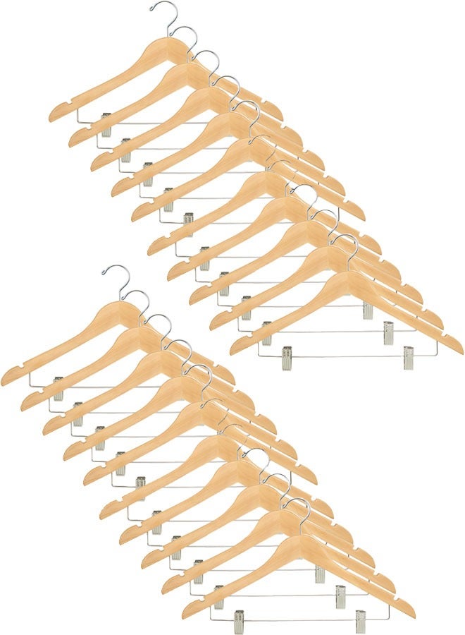 keke Pack of 20 High Quality Wooden Suit and Pants Rack with Shoulder Notches Hangers  - Image 1