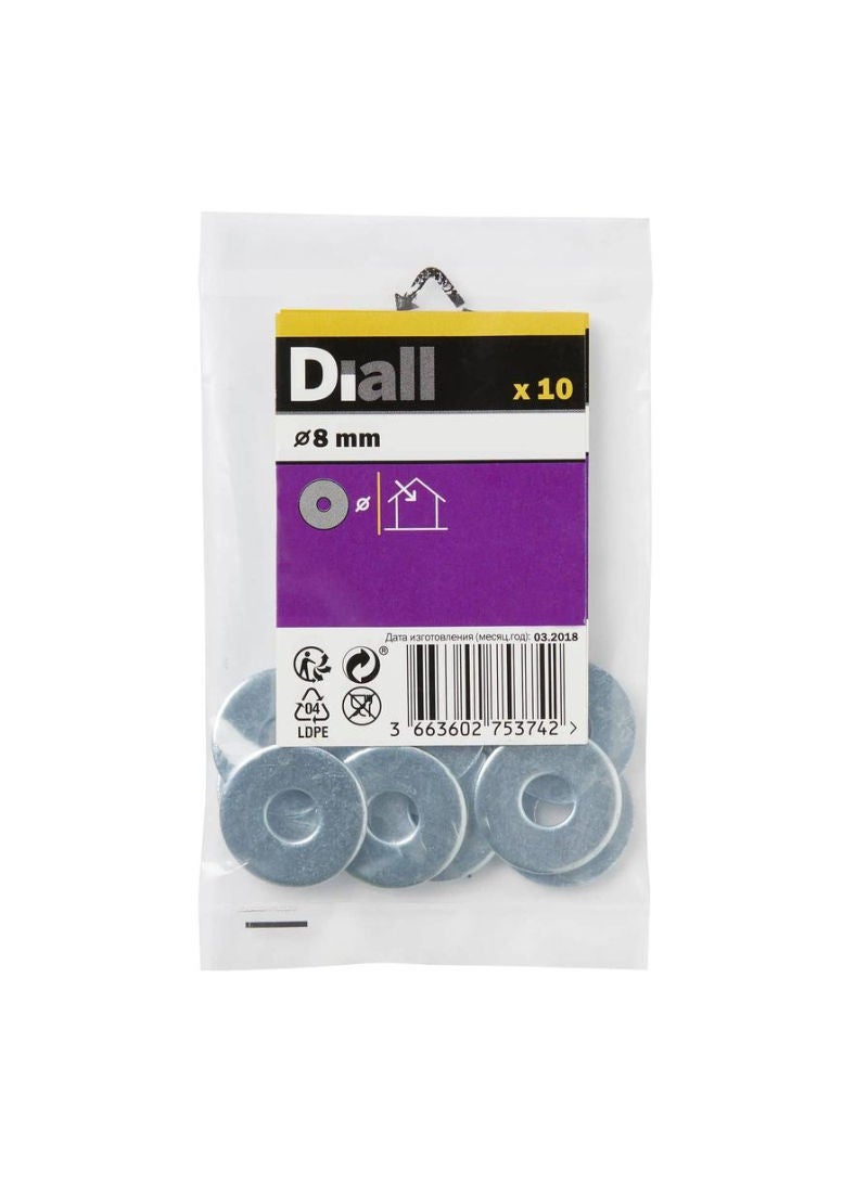 Carbon Steel Large Flat Washer Pack M8 10 Piece 