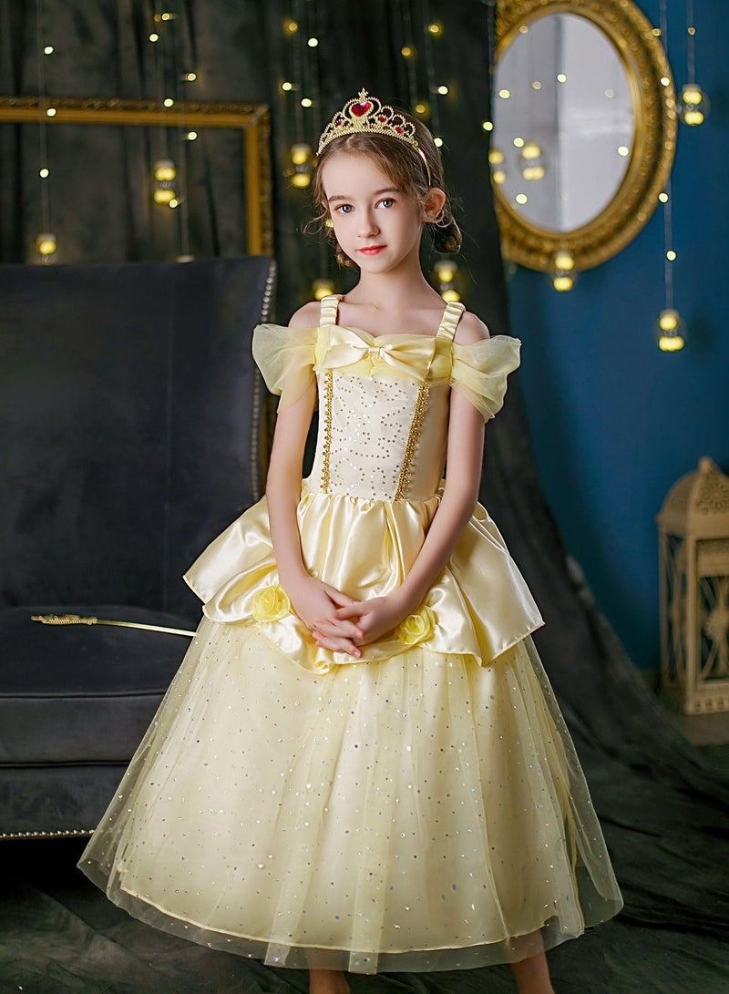 Bella Princess Dress Yellow Dress Cosplay Sweet Style Costume Fancy Dress Daily clothing Outfit Dancewear for Girls Birthday Party Outfits  - Image 4