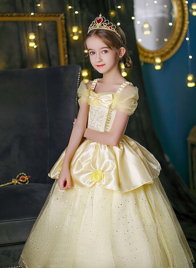 Bella Princess Dress Yellow Dress Cosplay Sweet Style Costume Fancy Dress Daily clothing Outfit Dancewear for Girls Birthday Party Outfits  - Image 3