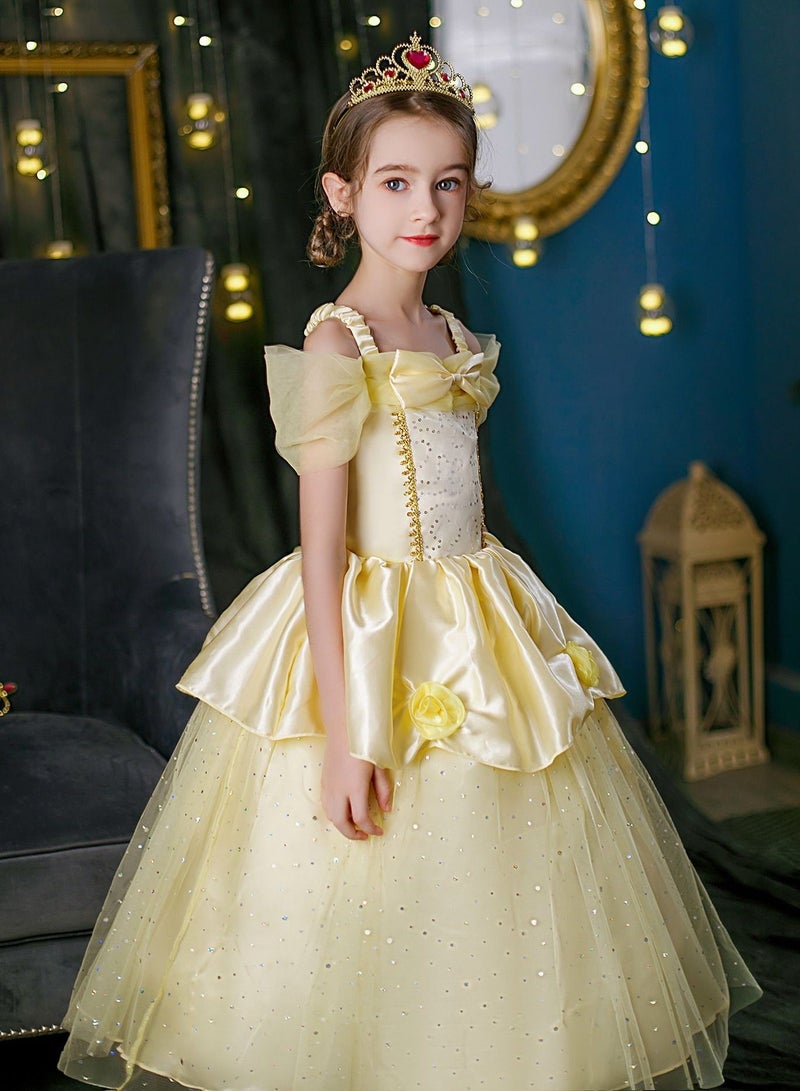 Bella Princess Dress Yellow Dress Cosplay Sweet Style Cosplay Halloween Costume Fancy Dress Daily clothing Outfit Dancewear for Girls Birthday Party Outfits - Image 3